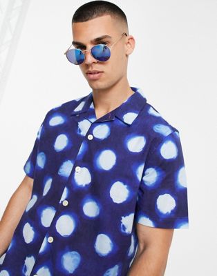 Homme PS Paul Smith - Chemise manches courtes à imprimé tagliatelle - Bleu