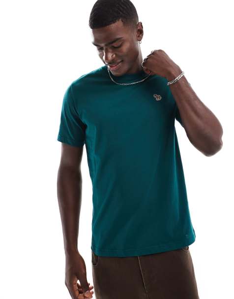 PS Paul Smith – Ciemnoturkusowy T-shirt o regularnym kroju z logo - view 1