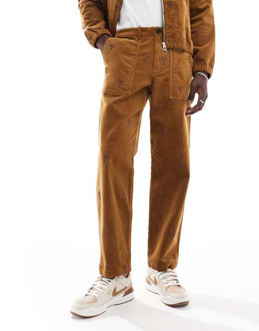 PS Paul Smith cord embroidered trousers in tan | ASOS