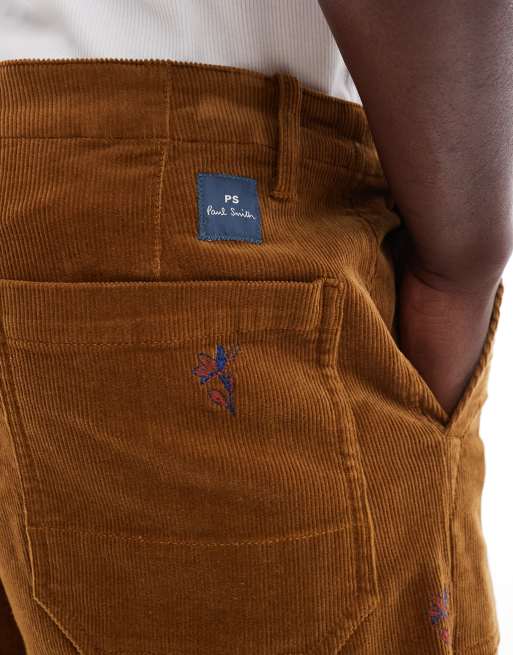 PS Paul Smith cord embroidered trousers in tan | ASOS
