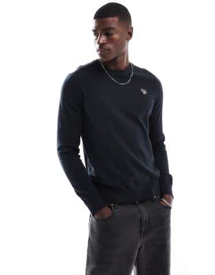 Ps By Paul Smith Crew Neck Knit Sweater With Icon Zebra Logo In Black