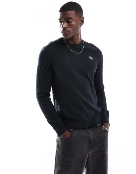 PS Paul Smith crew neck knit sweater with icon zebra logo in black - view 1