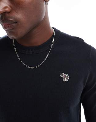 Ps By Paul Smith Crew Neck Knit Sweater With Icon Zebra Logo In Black