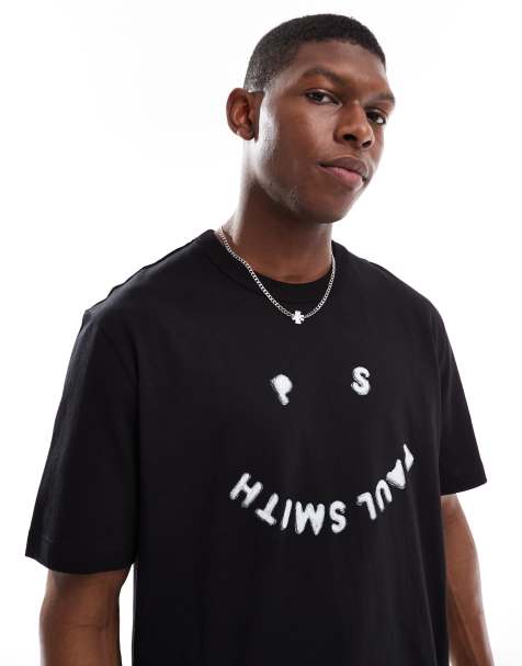 PS Paul Smith regular fit happy print logo t-shirt in black