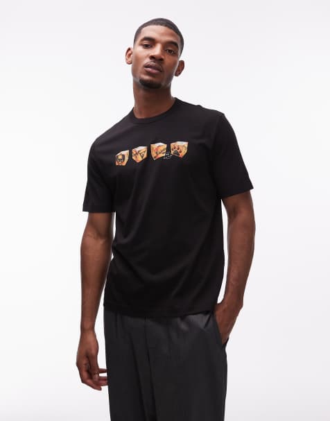PS Paul Smith – Czarny T-shirt z grafiką z kostkami lodu z czaszkami - view 1