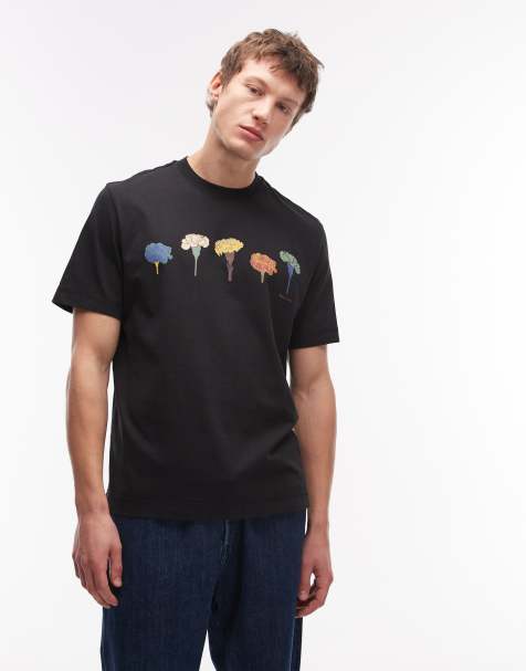 PS Paul Smith – Czarny T-shirt z nadrukiem kwiatów - view 1