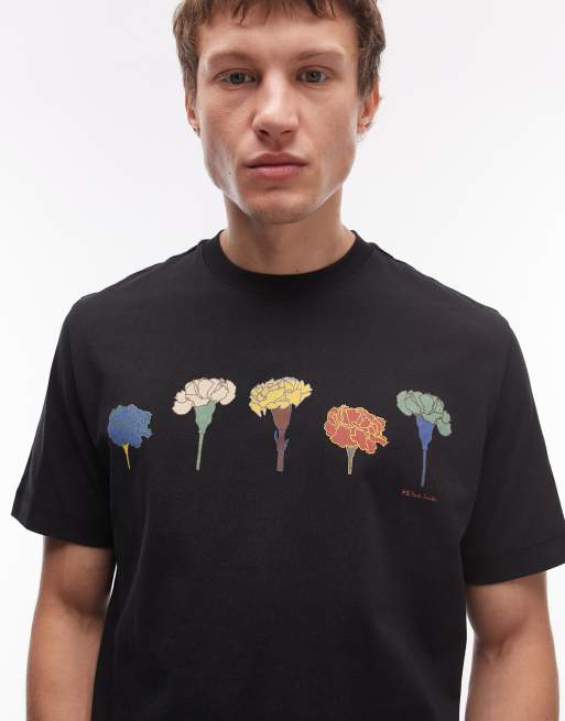 PS Paul Smith – Czarny T-shirt z nadrukiem kwiatów, 5 z 5