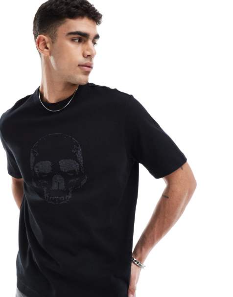 PS Paul Smith skull logo t-shirt with back print in black