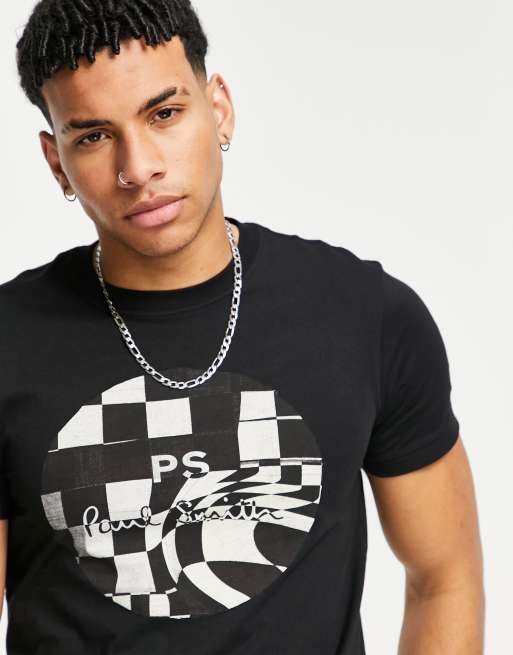 PS Paul Smith – Czarny T-shirt z okrągłym nadrukiem logo