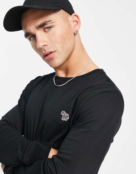 PS Paul Smith – Czarny top o regularnym kroju z długimi rękawami, graficznym nadrukiem i logo - view 1