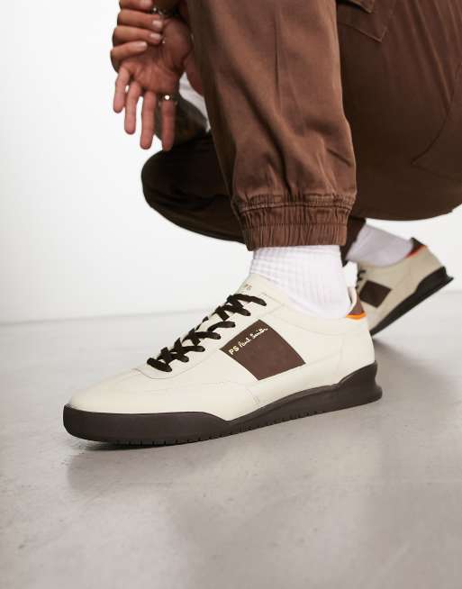 PS Paul Smith – Dover – Naturvita sneakers med kontrastfärgad sula