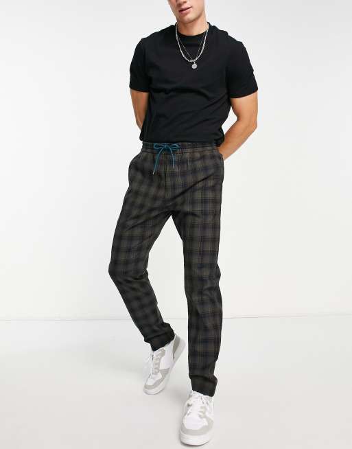 PS Paul Smith drawstring check trousers in green