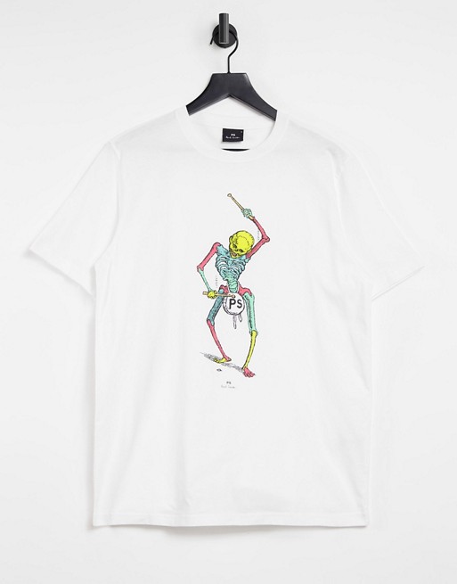 PS Paul Smith drum skeleton t-shirt in white