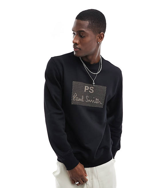 PS Paul Smith embroid chest logo sweatshirt in black | ASOS