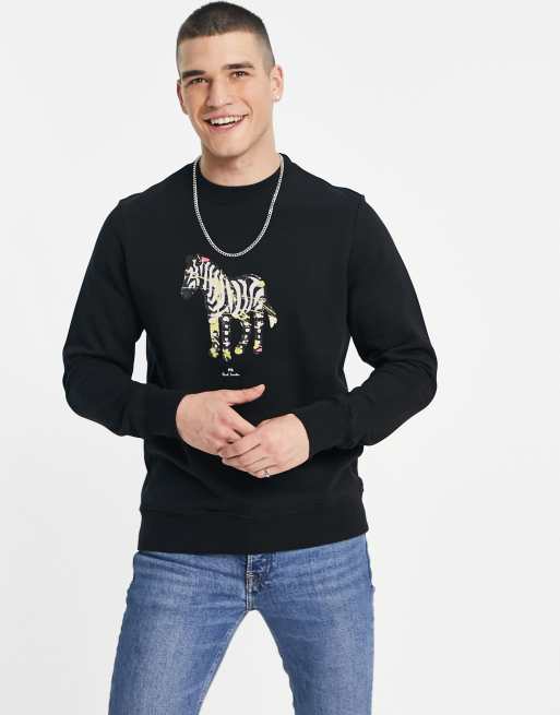 PS Paul Smith - Felpa nera con logo con zebra grande