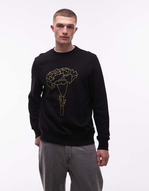 PS Paul Smith floral line drawing print sweatshirt in black - view 1