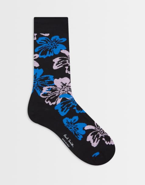 PS Paul Smith floral printed socks in black - view 1