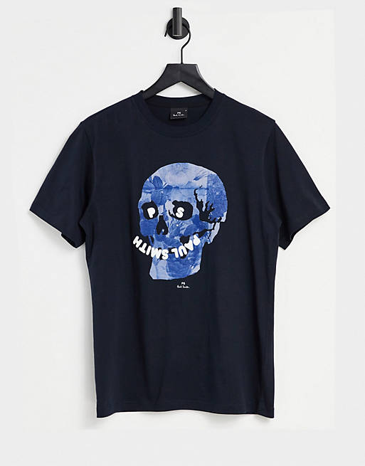 PS Paul Smith floral skull t-shirt in navy
