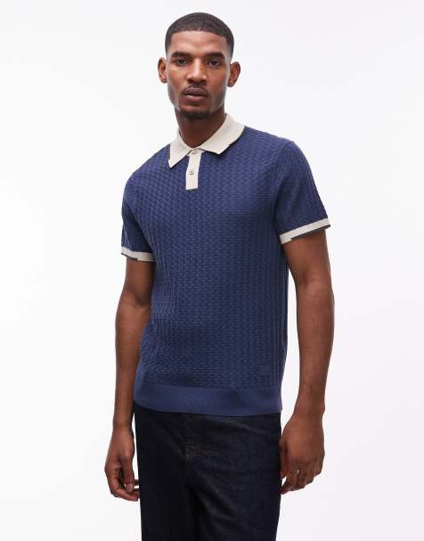 PS Paul Smith - Gebreid poloshirt met korte mouwen in marineblauw - view 1