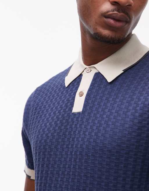 PS Paul Smith - Gebreid poloshirt met korte mouwen in marineblauw, 5 van 5