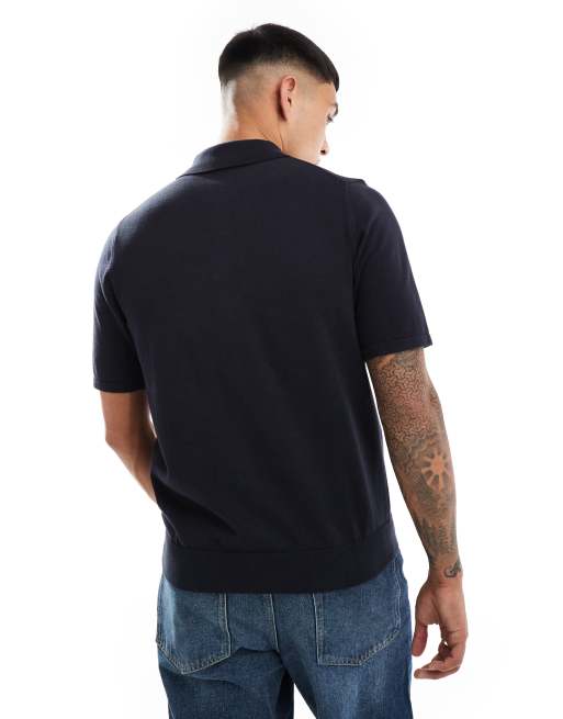 PS Paul Smith - Gebreide polo met zebralogo in marineblauw, 3 van 4