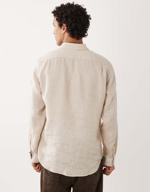 PS Paul Smith - Getailleerd linnen overhemd met lange mouwen in beige, 3 van 5