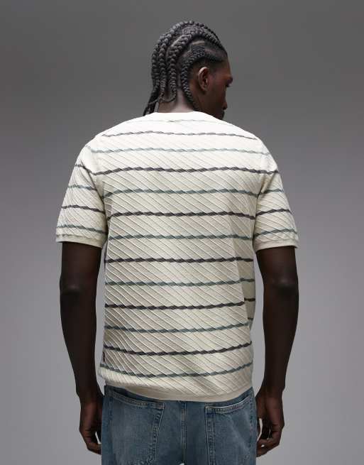 PS Paul Smith – Gräddvit, randig t-shirt i sweatshirttyg med korta ärmar, 3 av 5