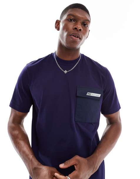 PS Paul Smith – Granatowy T-shirt o regularnym kroju z logo PS - view 1