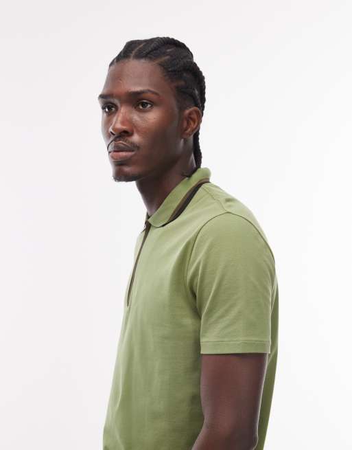 PS Paul Smith – Grön t-shirt med pikékrage och kort dragkedja, 4 av 5