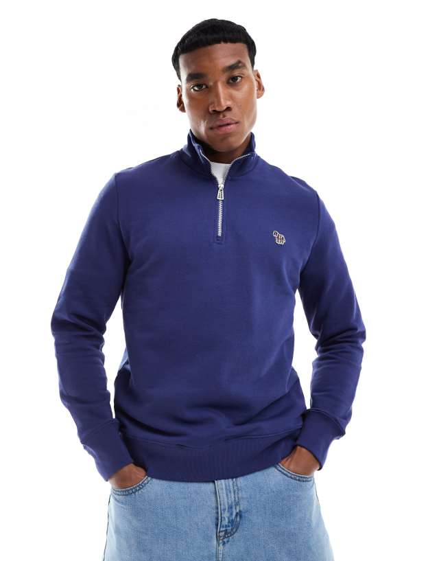 PS Paul Smith - half zip icon zebra logo sweatshirt in blue