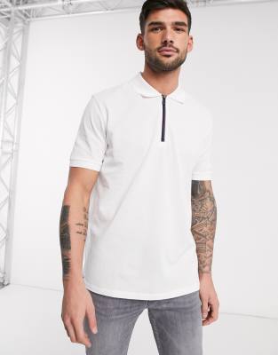 PS Paul Smith half zip polo with sports stripe trim in white