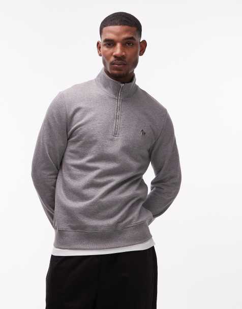 PS Paul Smith half zip up logo jumper in grey - view 1