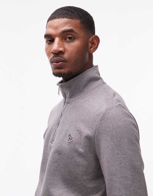  PS Paul Smith half zip up logo jumper in grey, 4 of 5