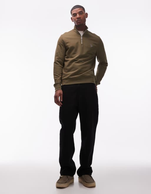  PS Paul Smith half zip up logo jumper in olive, 2 of 5