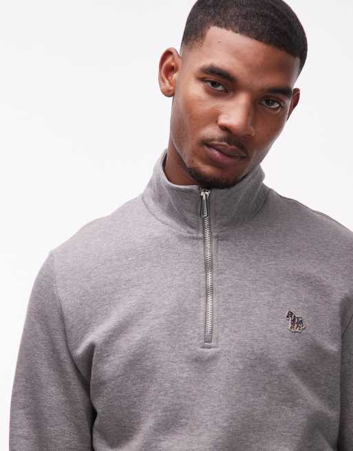  PS Paul Smith half zip up logo sweater in gray, 5 of 5