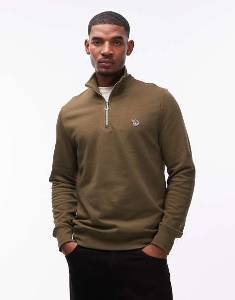PS Paul Smith half zip up logo sweater in olive - view 1