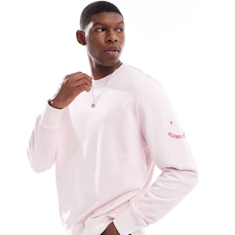 PS Paul Smith happy logo crew neck sweatshirt in light pink