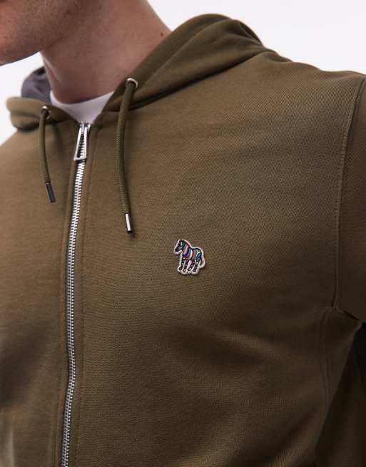 PS Paul Smith - Hoodie met ritssluiting en zebralogo in olijfgroen, 5 van 5