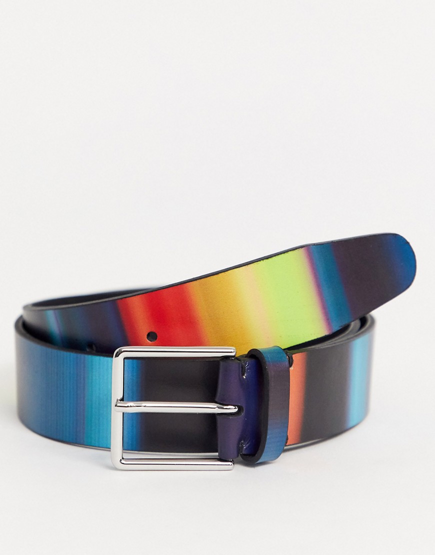 PS Paul Smith – Horizon – Mönstrat läderbälte i flera färger-Flerfärgad