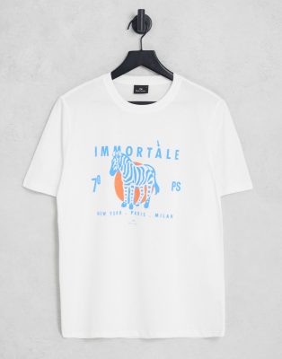 PS Paul Smith Immortale zebra t-shirt in white - ASOS Price Checker