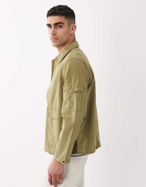 PS Paul Smith – Jacke aus leichtem Baumwoll-Leinen-Mix in Khaki, 4 von 5