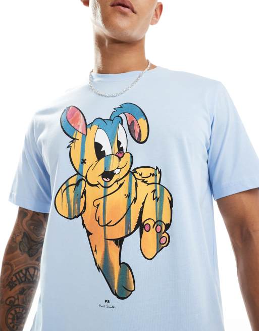 PS Paul Smith – Jasnoniebieski T-shirt z grafiką z króliczkiem, 2 z 4