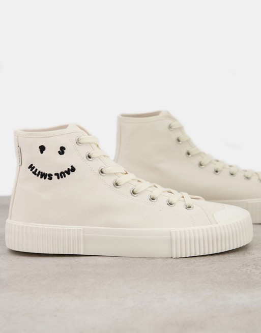 PS Paul Smith Kibby face logo high top trainers in white