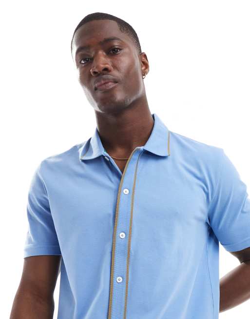 PS Paul Smith knitted button down polo shirt in blue ASOS