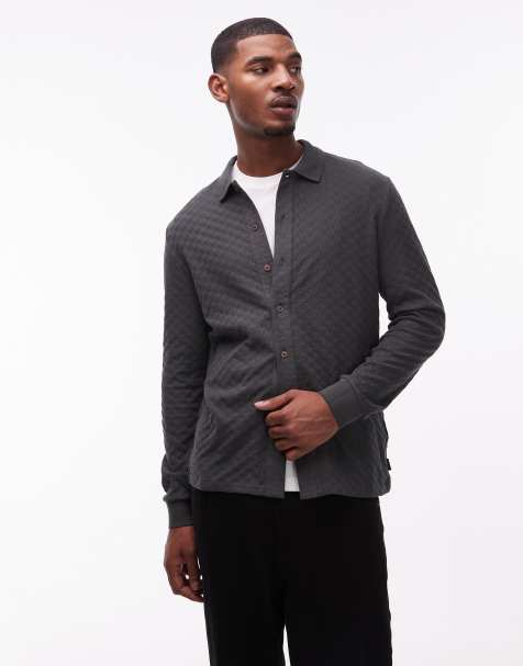 PS Paul Smith knitted button through polo shirt in grey - view 1