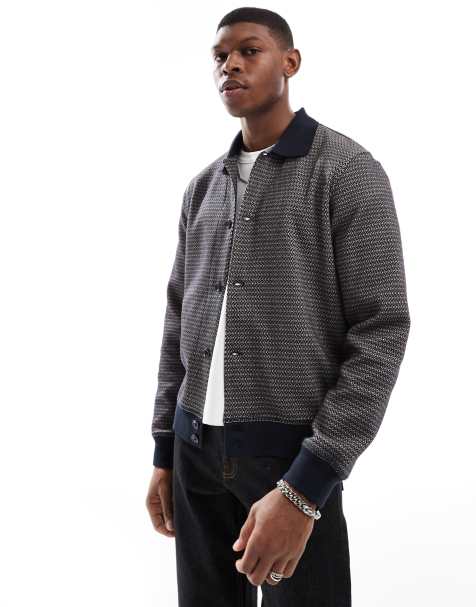 PS Paul Smith knitted collared cardigan in navy blue - view 1