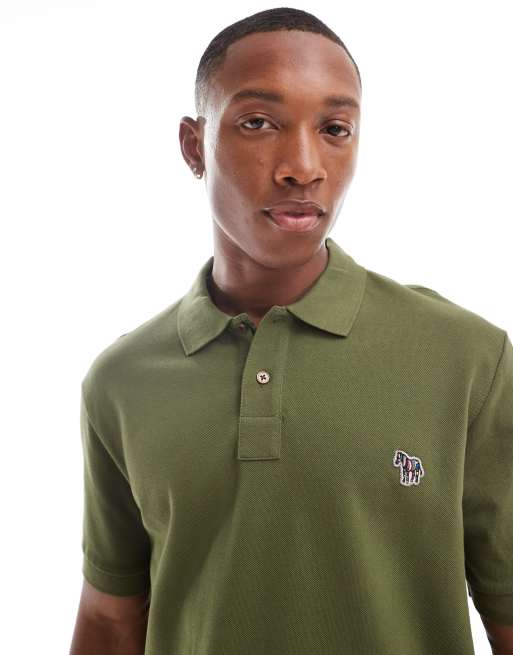 PS Paul Smith – Koszulka polo o regularnym kroju z krótkimi rękawami w kolorze khaki z logo z zebrą