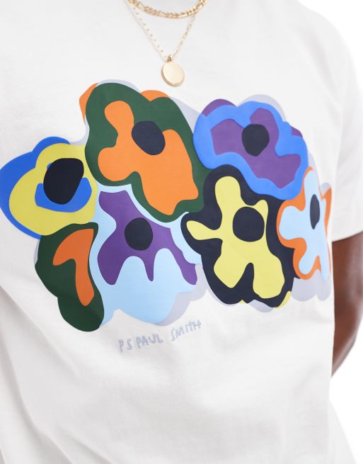 PS Paul Smith – Kremowy T-shirt z nadrukiem kwiatów, 2 z 4
