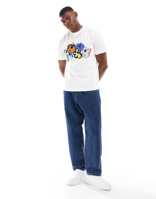 PS Paul Smith – Kremowy T-shirt z nadrukiem kwiatów, 4 z 4