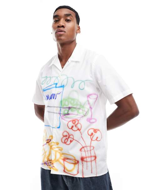 PS Paul Smith – Kurzärmliges Hemd in Weiß mit Graffiti-Print - view 1